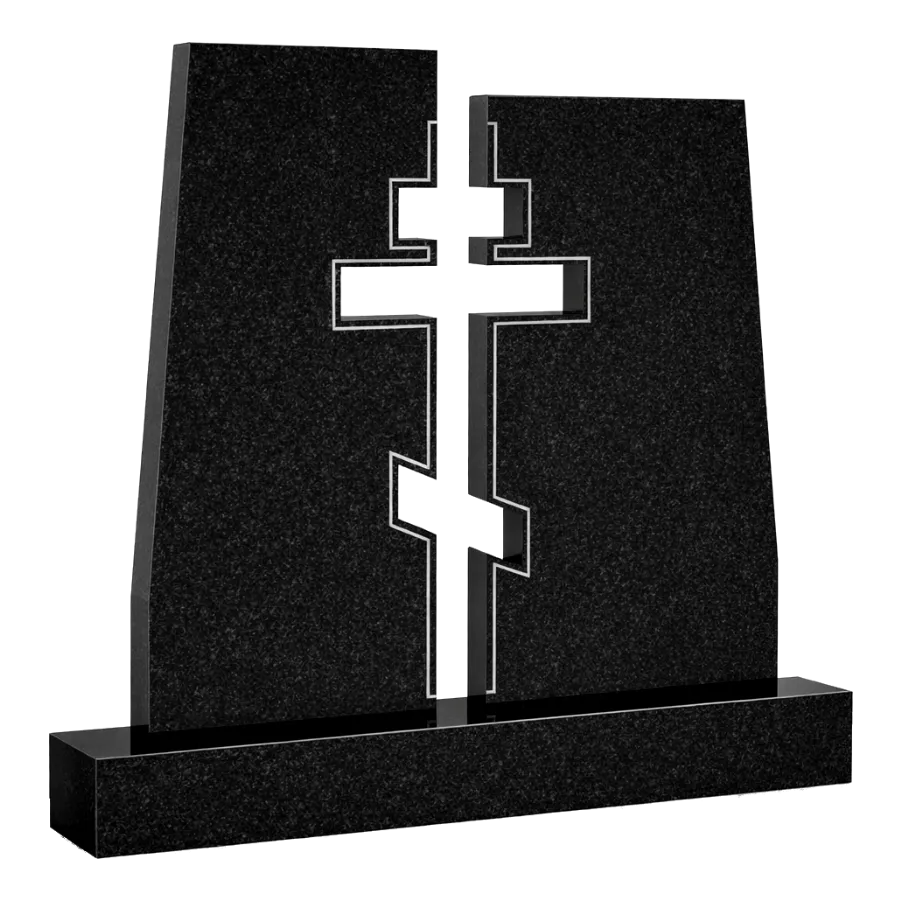 Гранитный памятник с крестом и боковыми скосами – 142 | Памятник с крестом